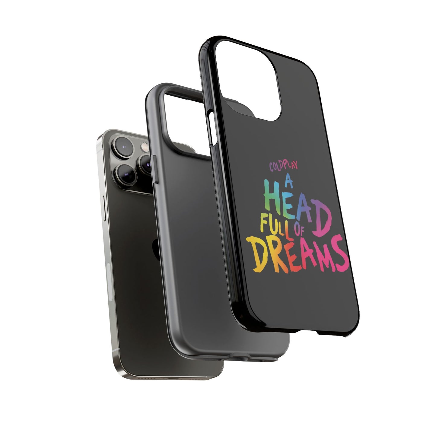 Premium Tough Case for iPhone 12 to 16 Pro Max Showcasing Coldplay’s Iconic A Head Full of Dreams