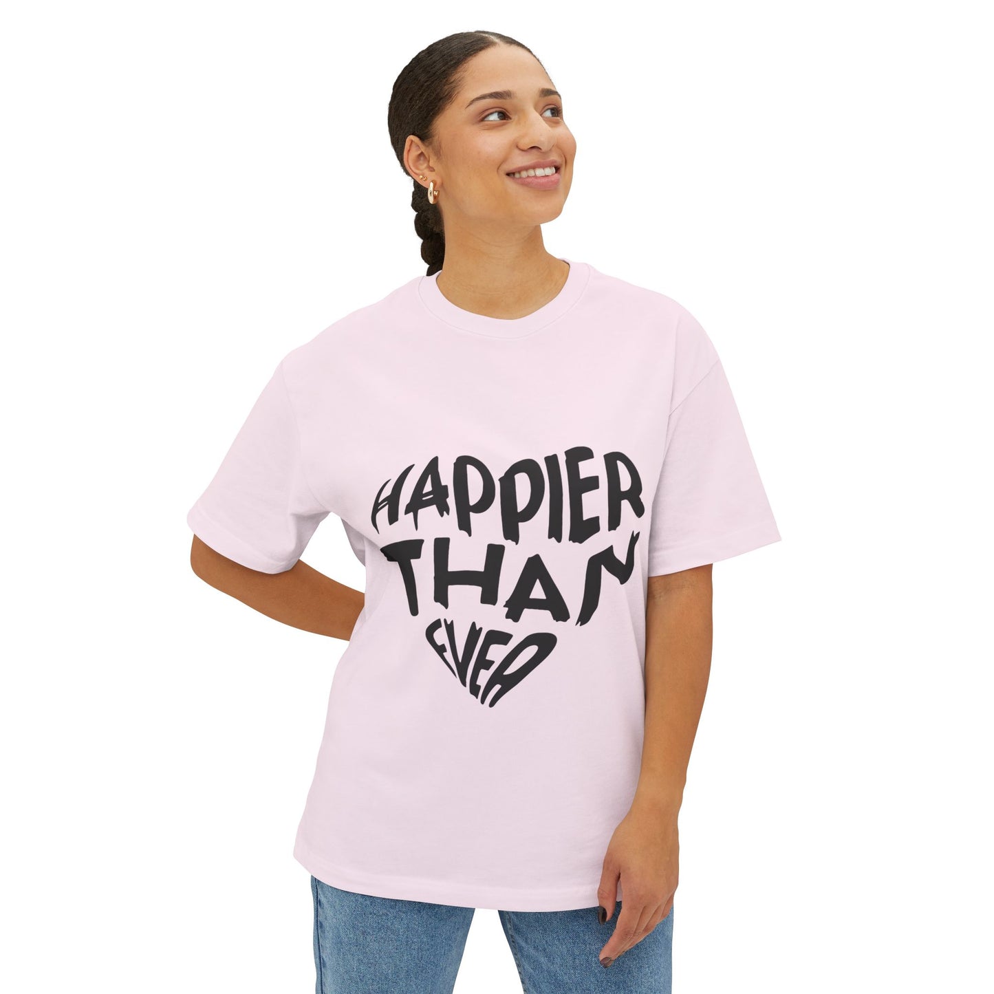 Happier Heart Lettering Unisex Oversized Tee