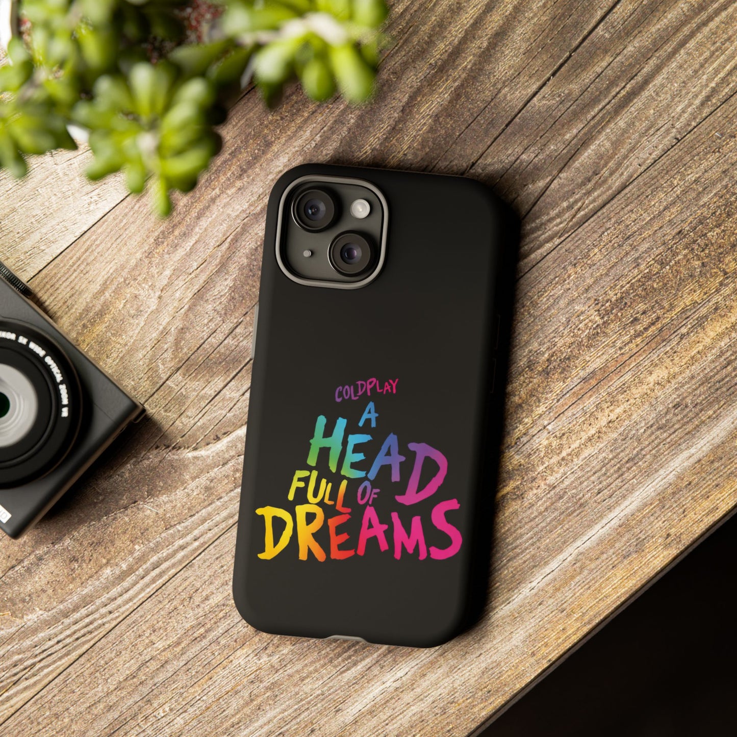 Premium Tough Case for iPhone 12 to 16 Pro Max Showcasing Coldplay’s Iconic A Head Full of Dreams