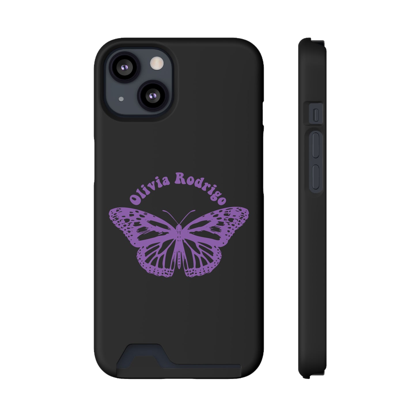 Phone Case + Card Holder For Iphone 13 – Olivia Rodrigo With Butterfly | Black Edition
