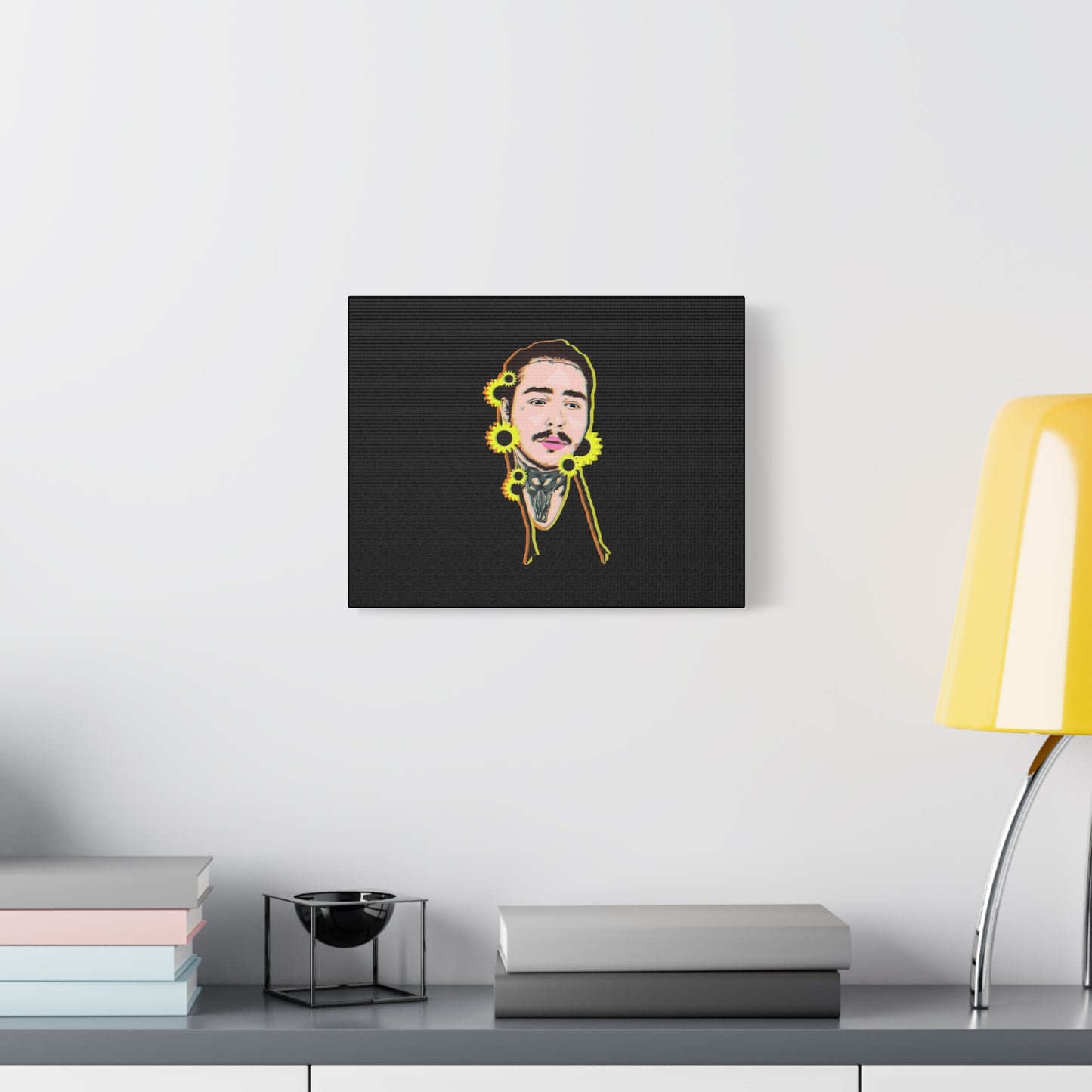 Cartoon Face with Sunflowers Canvas
