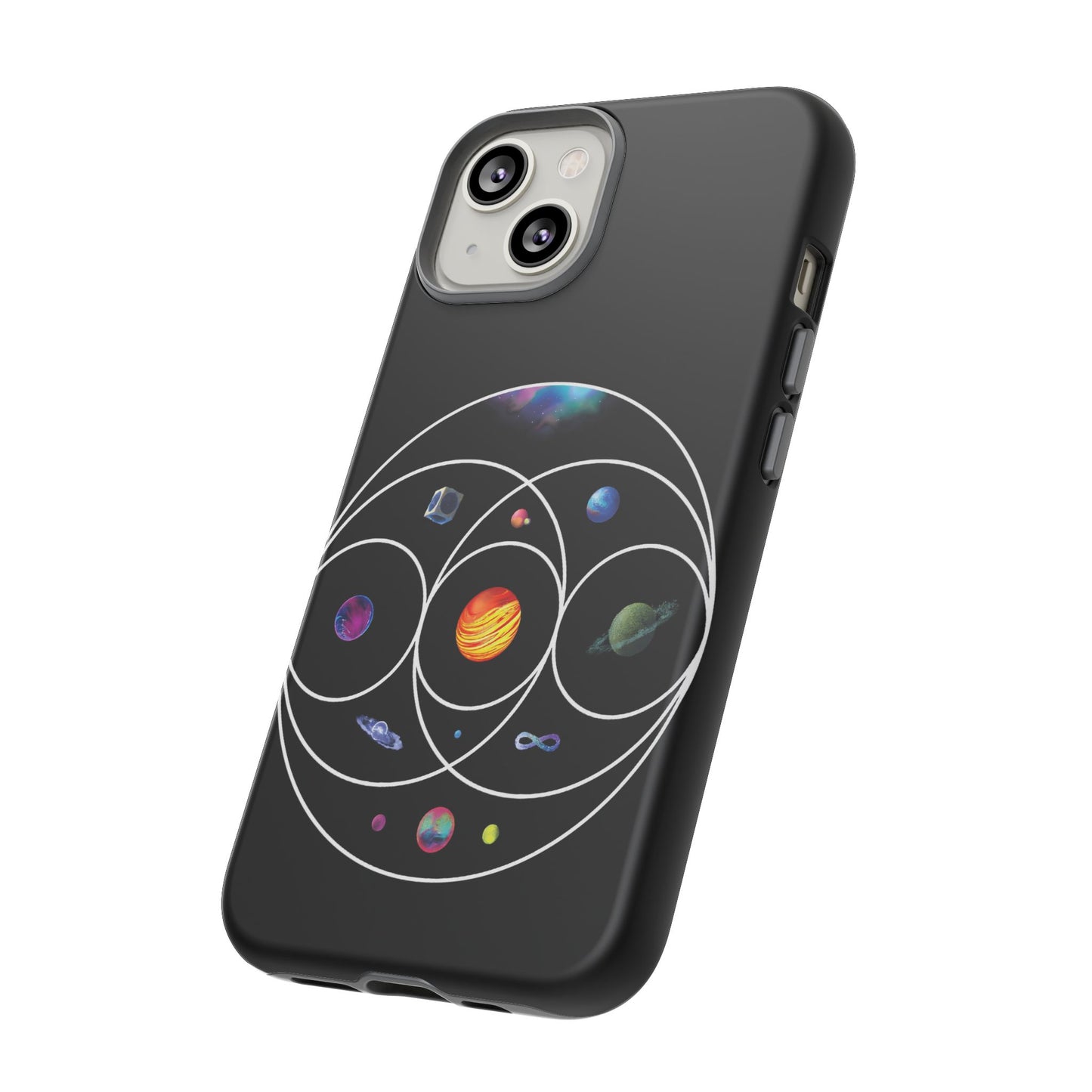 Premium Tough Case for iPhone 12 to 16 Pro Max Showcasing Coldplay’s Illustration Concept