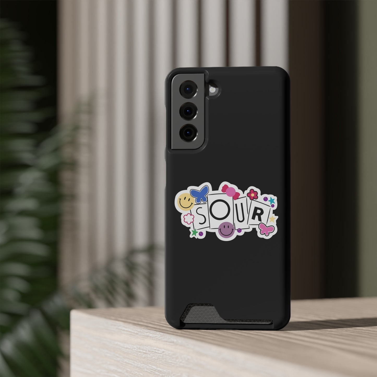 Phone Case + Card Holder For Samsung S21 to S22 – Olivia Rodrigo Sour | Black Edition