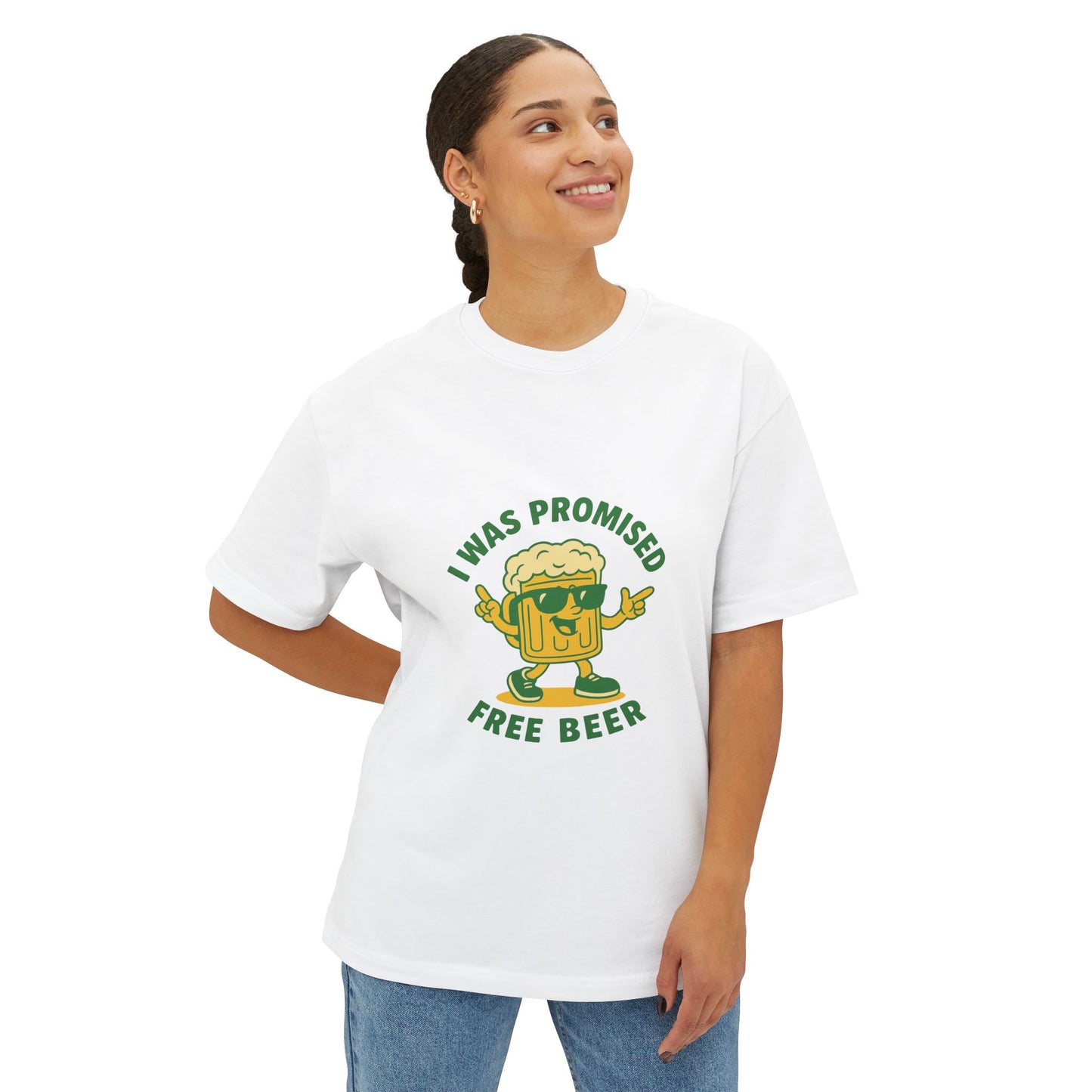 Unisex Oversized Tee – Snazzy Free Beer Edition