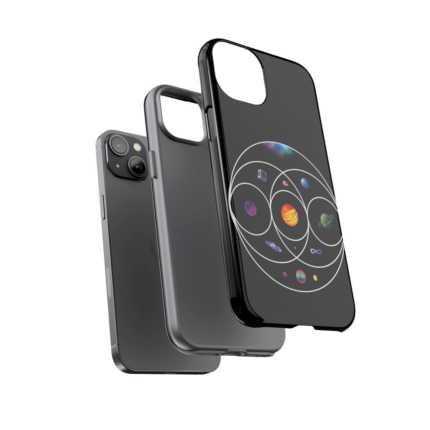 Premium Tough Case for iPhone 12 to 16 Pro Max Showcasing Coldplay’s Illustration Concept