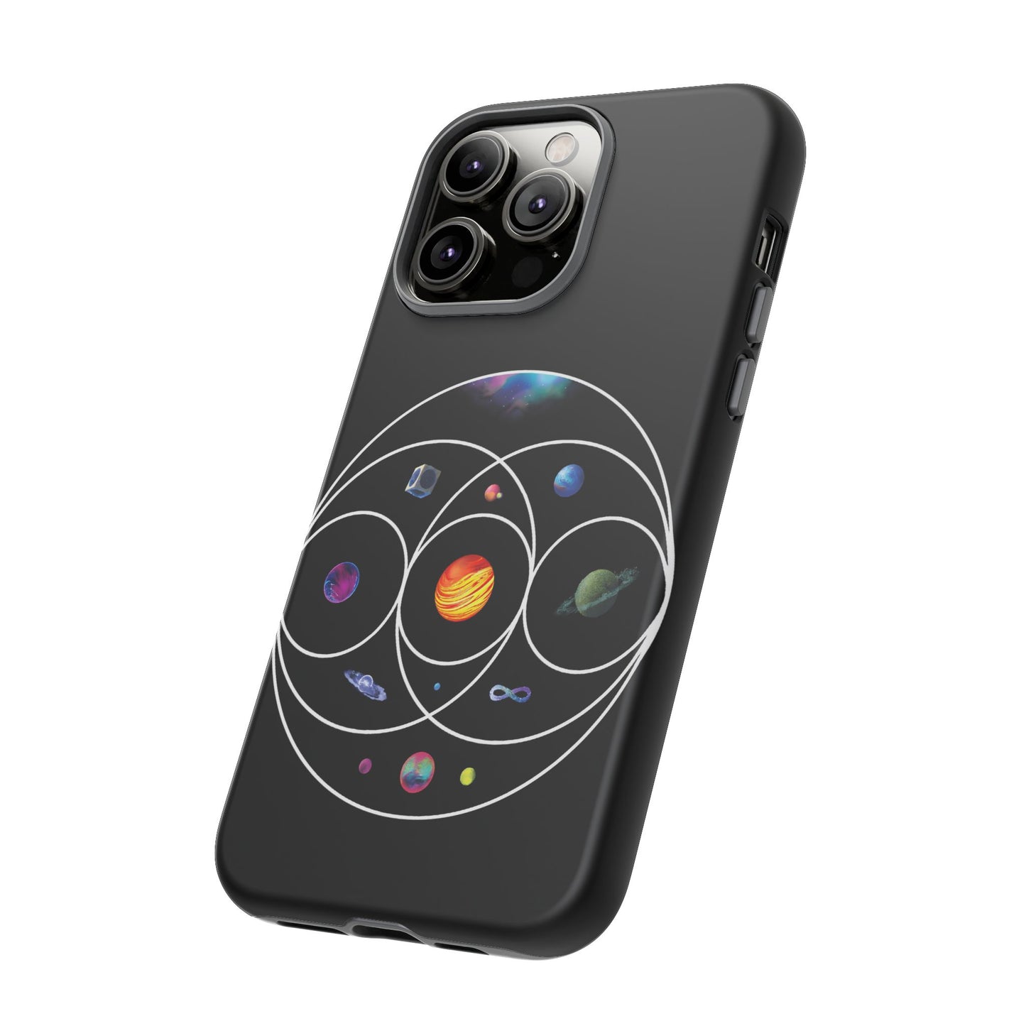 Premium Tough Case for iPhone 12 to 16 Pro Max Showcasing Coldplay’s Illustration Concept
