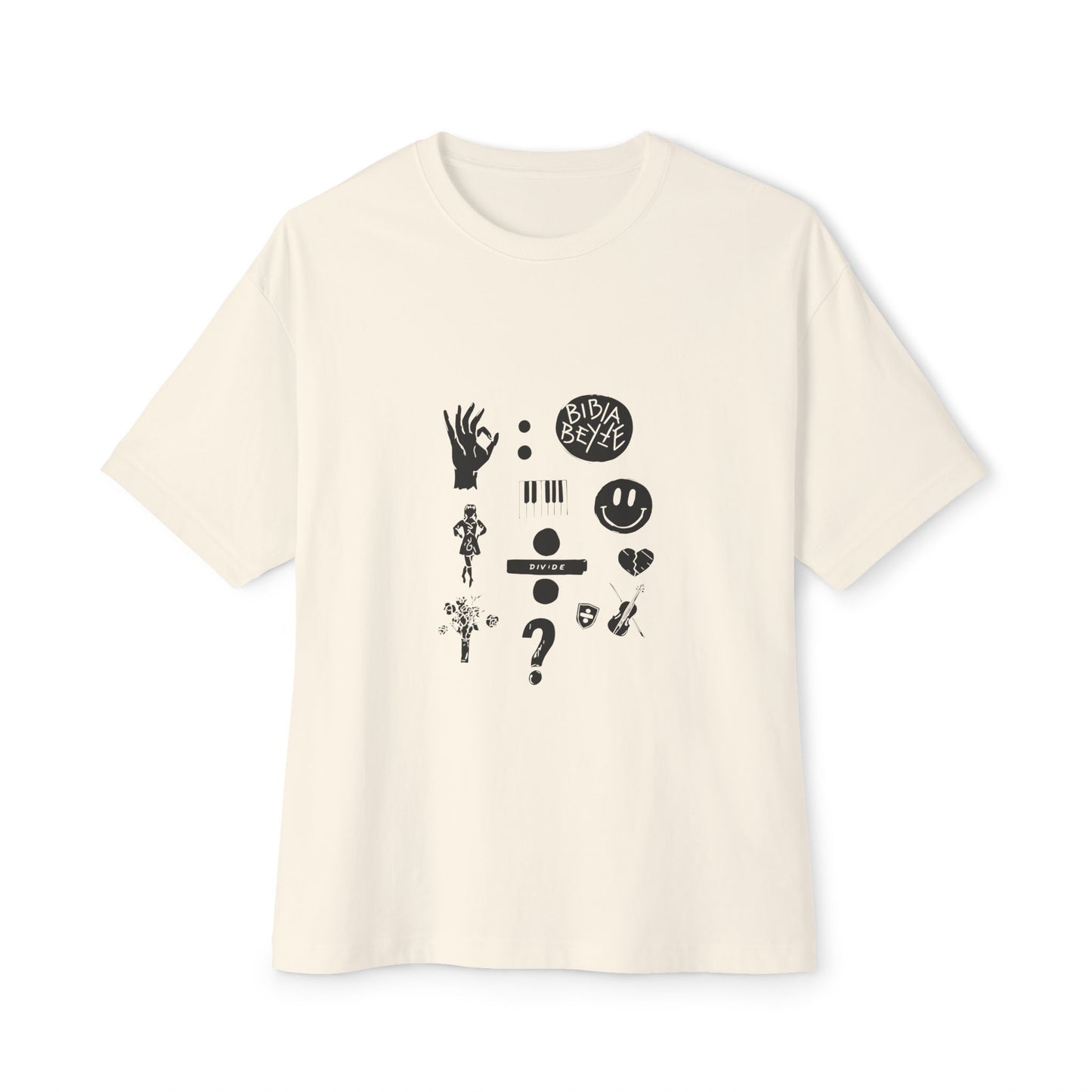 Ocean Wave with Heart Outline Oversized Boxy Tee
