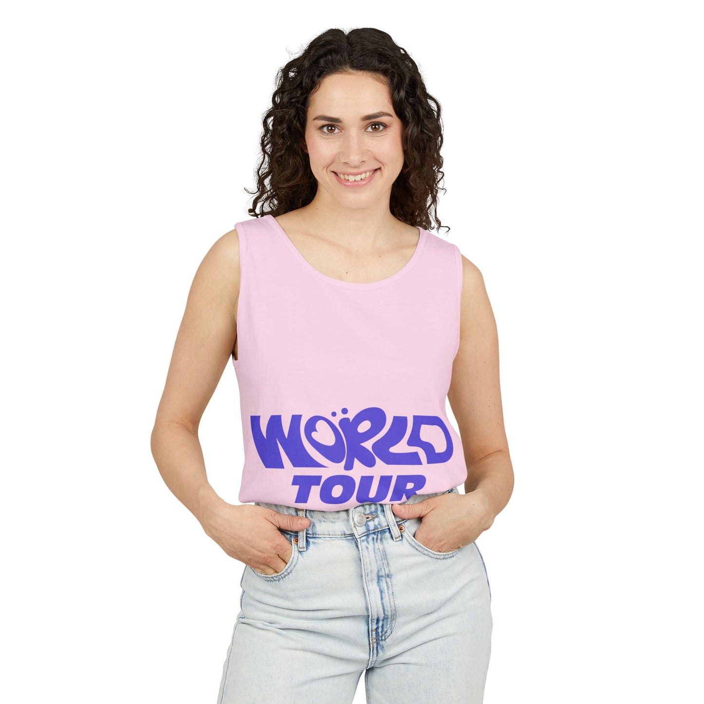 World Tour Bubble Letter-Dyed Tank Top