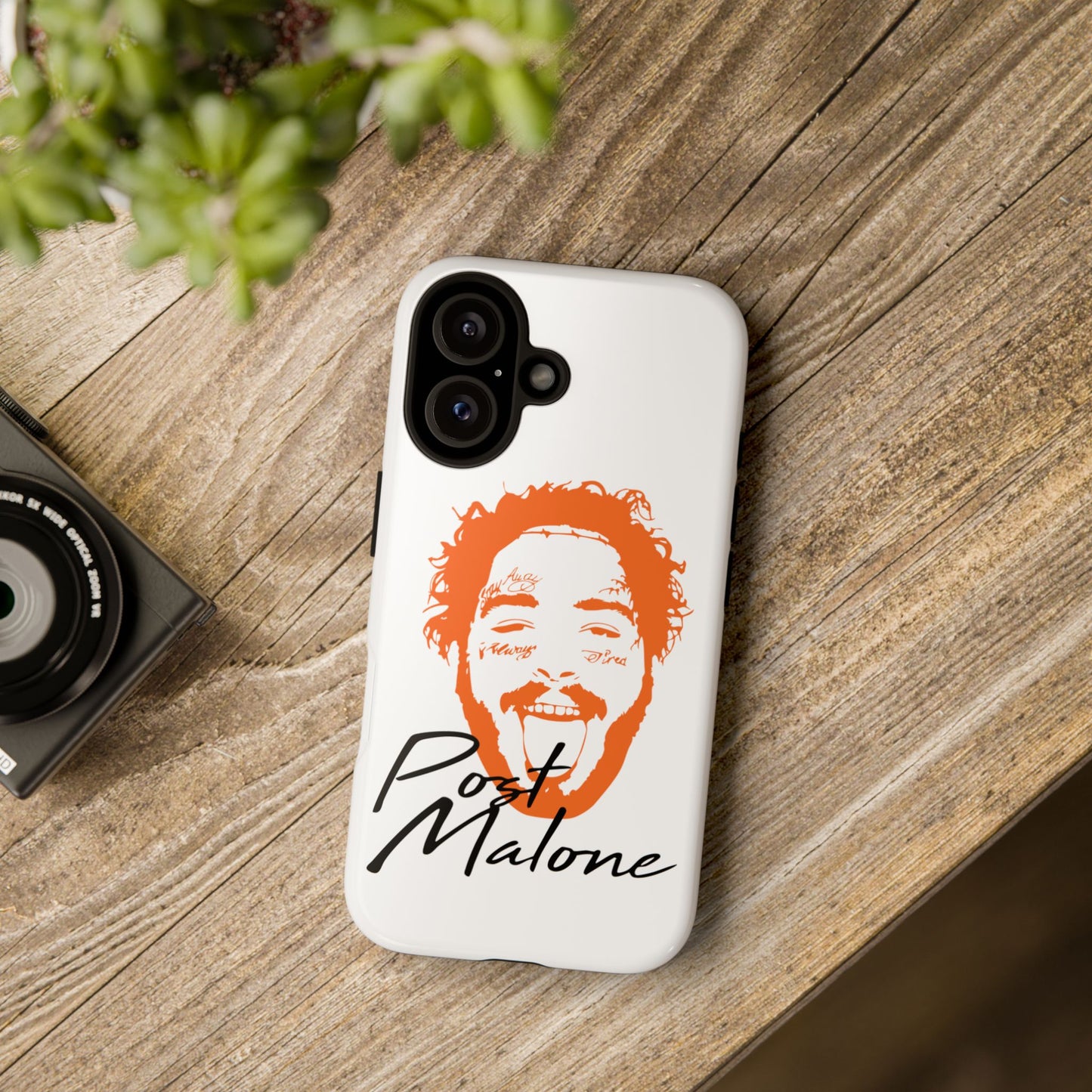 Tough iPhone Case (12–16 Pro Max) – Post Malone Name Design with Picture