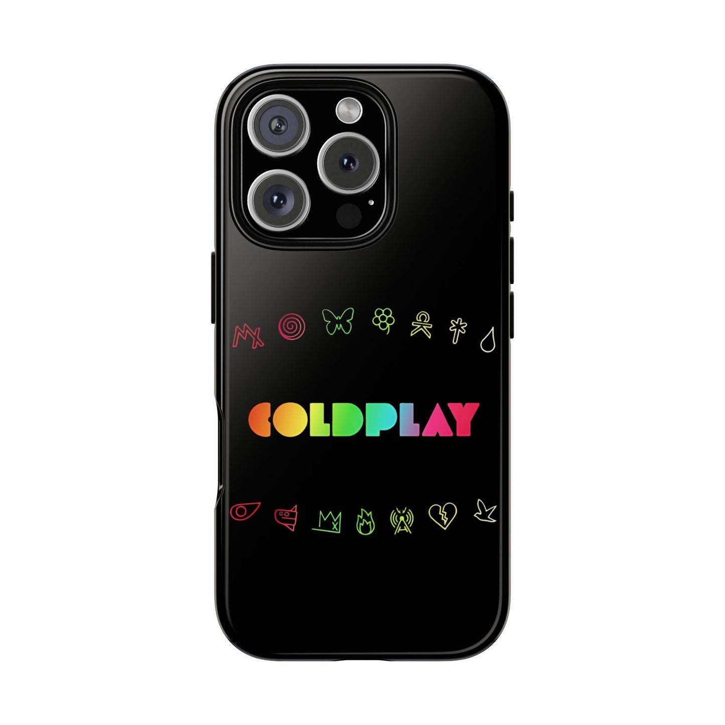 Premium Tough Case for iPhone 12 to 16 Pro Max Showcasing Coldplay’s Signage
