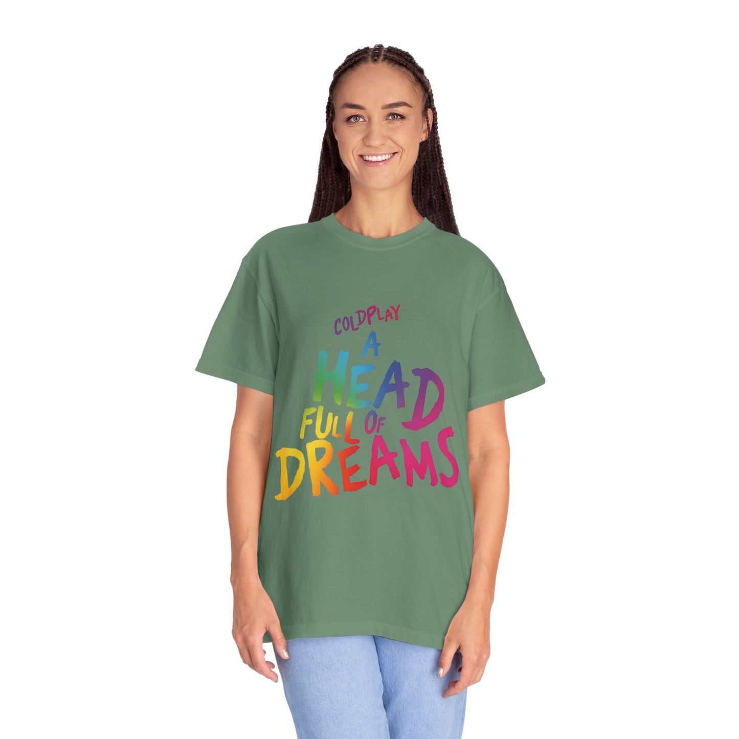 Unisex Garment-Dyed T-Shirt Inspired by Coldplay’s Iconic A Head Full of Dreams