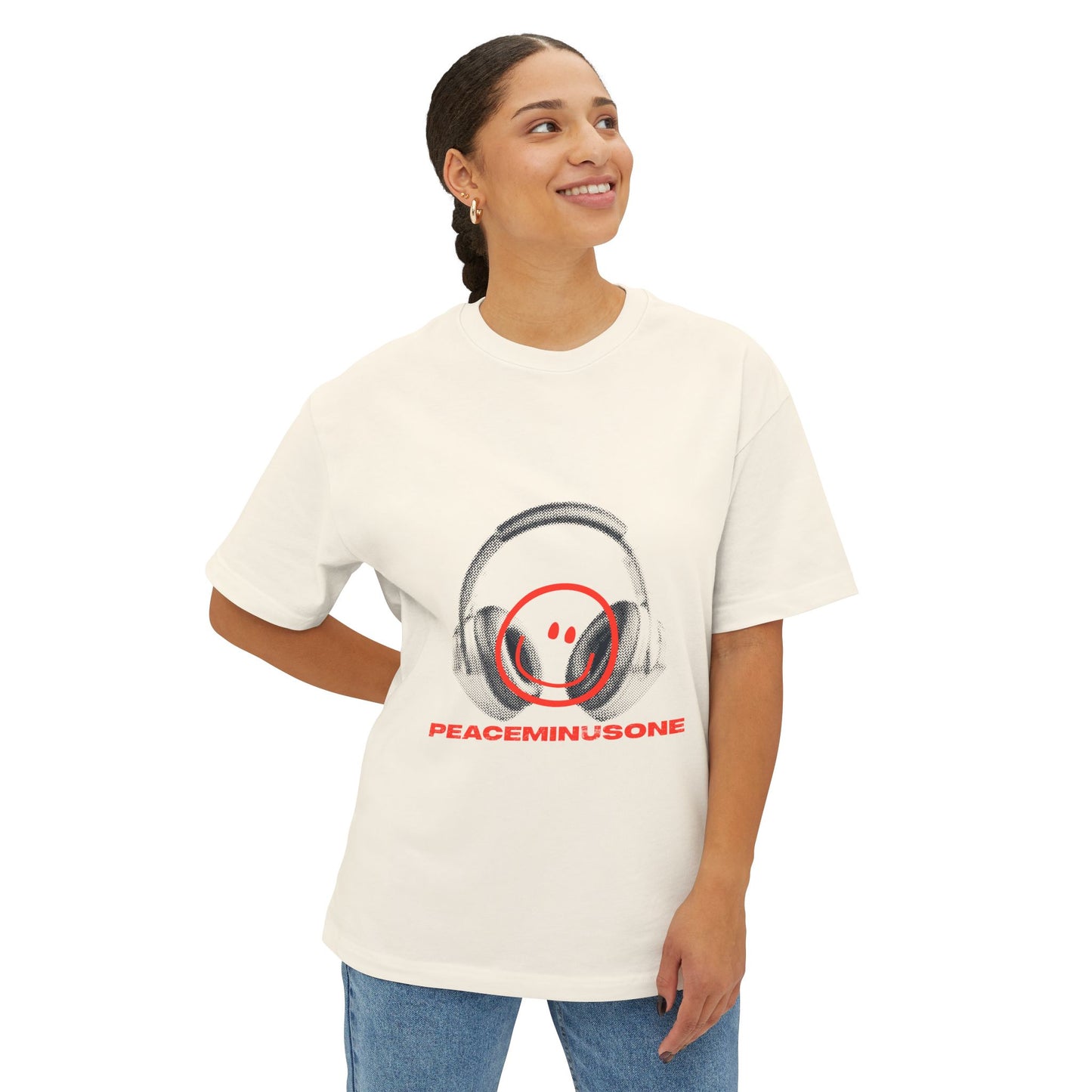 Smiley Beats Graphic Unisex Oversized Boxy Tee