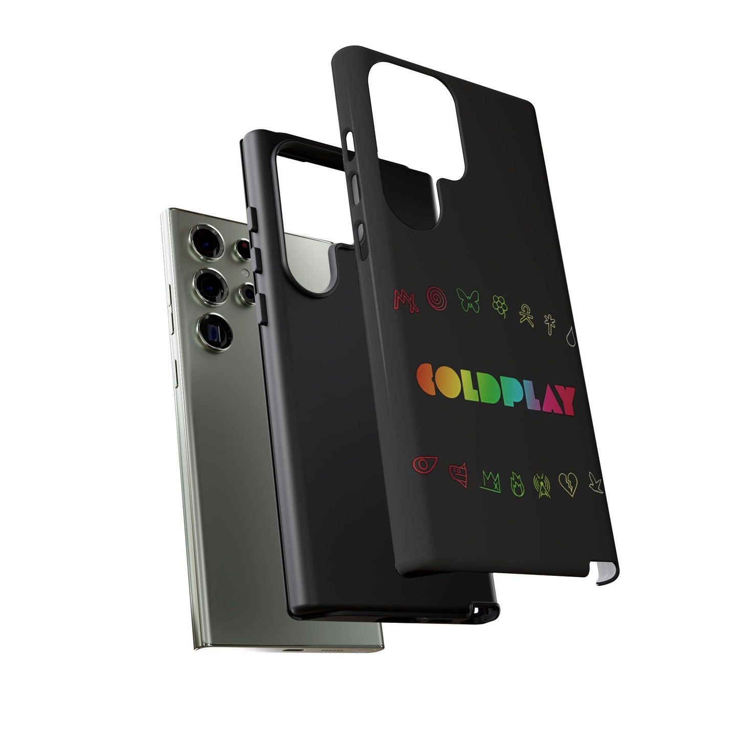Premium Tough Case for Samsung S21 to S25 Ultra Showcasing Coldplay’s Signage