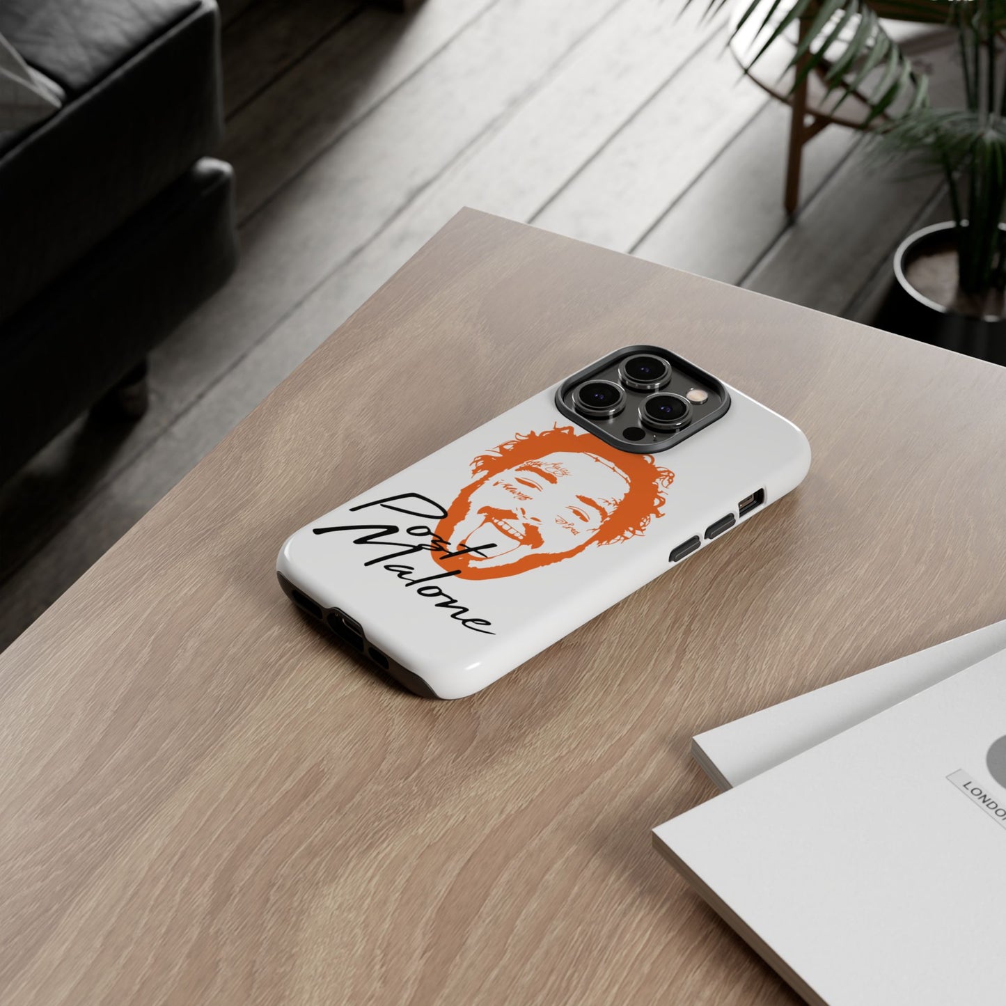 Tough iPhone Case (12–16 Pro Max) – Post Malone Name Design with Picture