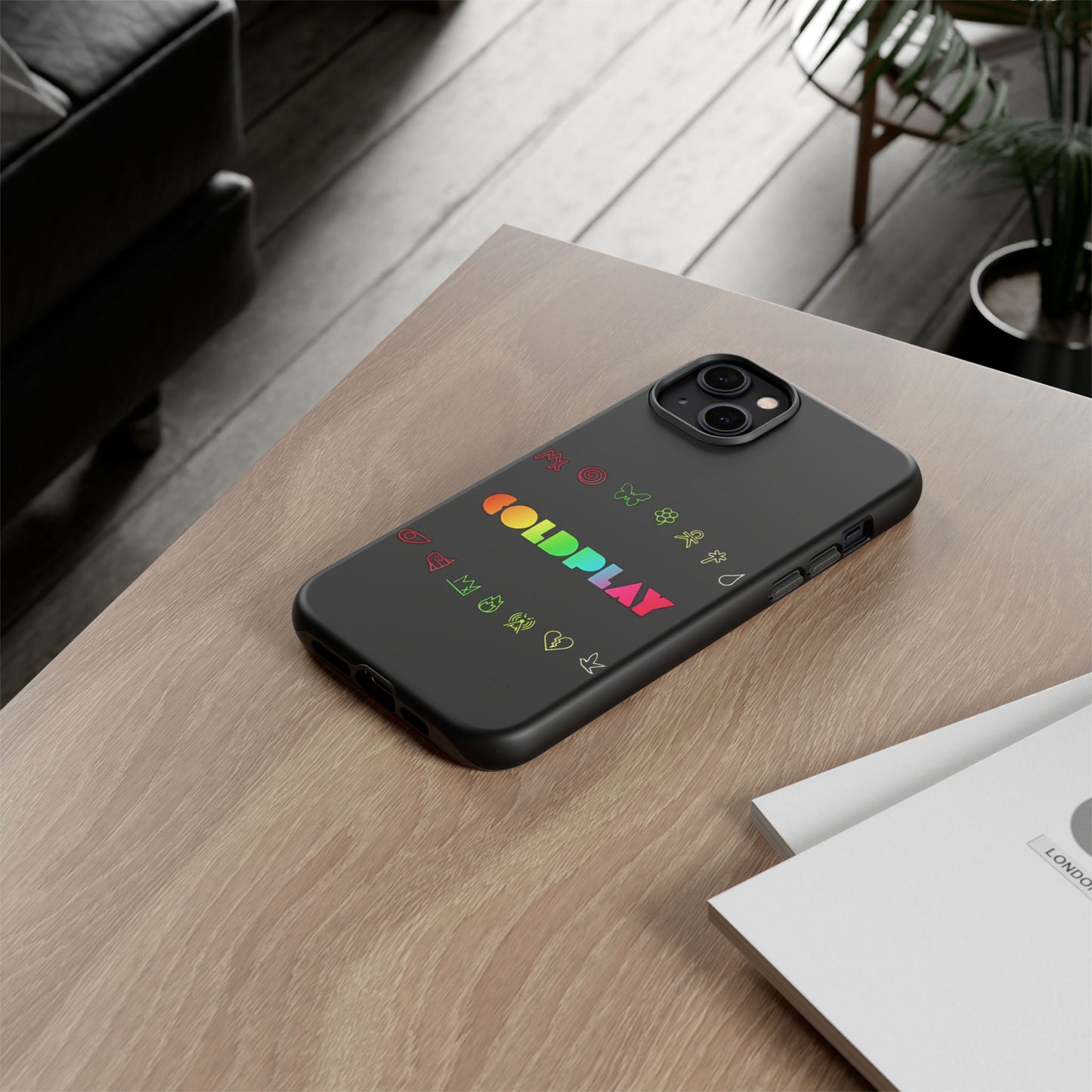 Premium Tough Case for iPhone 12 to 16 Pro Max Showcasing Coldplay’s Signage