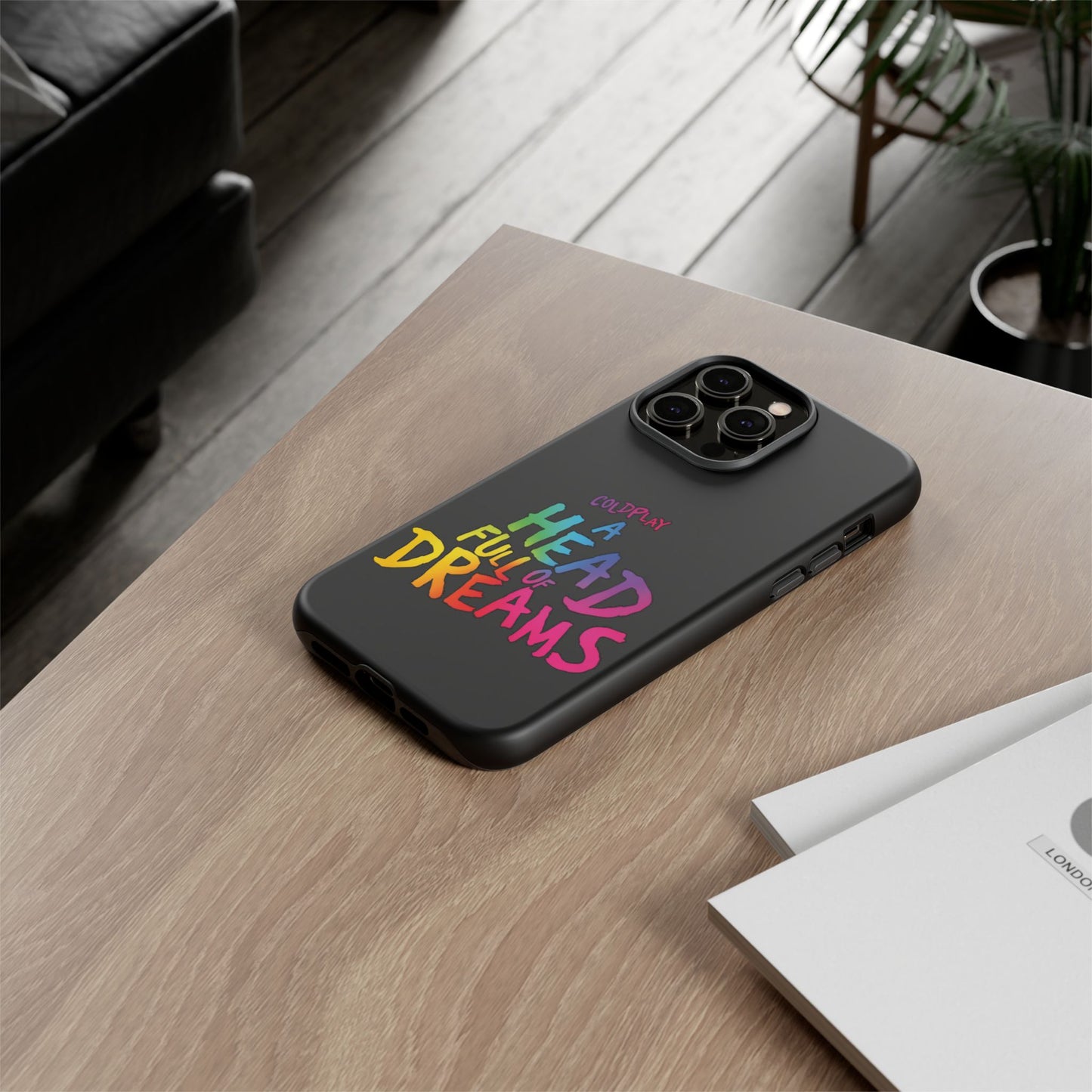 Premium Tough Case for iPhone 12 to 16 Pro Max Showcasing Coldplay’s Iconic A Head Full of Dreams