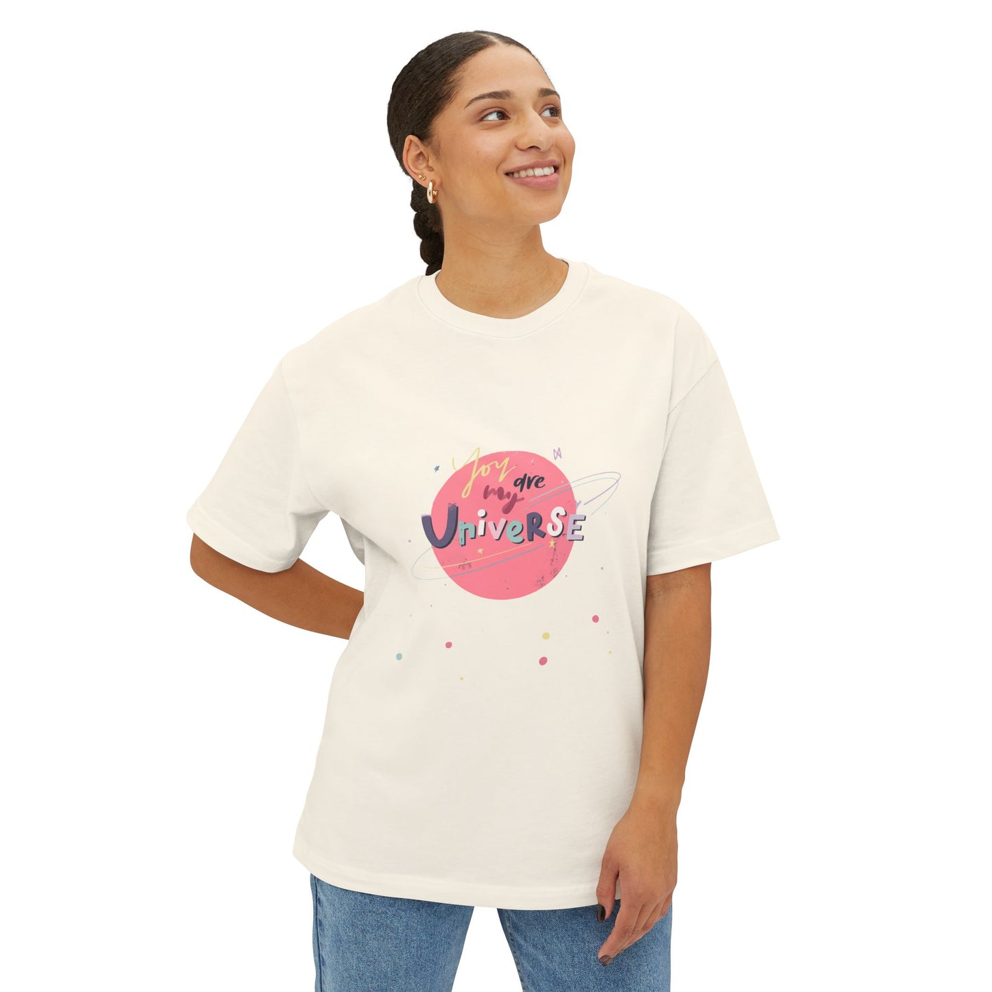 Pastel Planet & Universe Unisex Oversized Boxy Tee