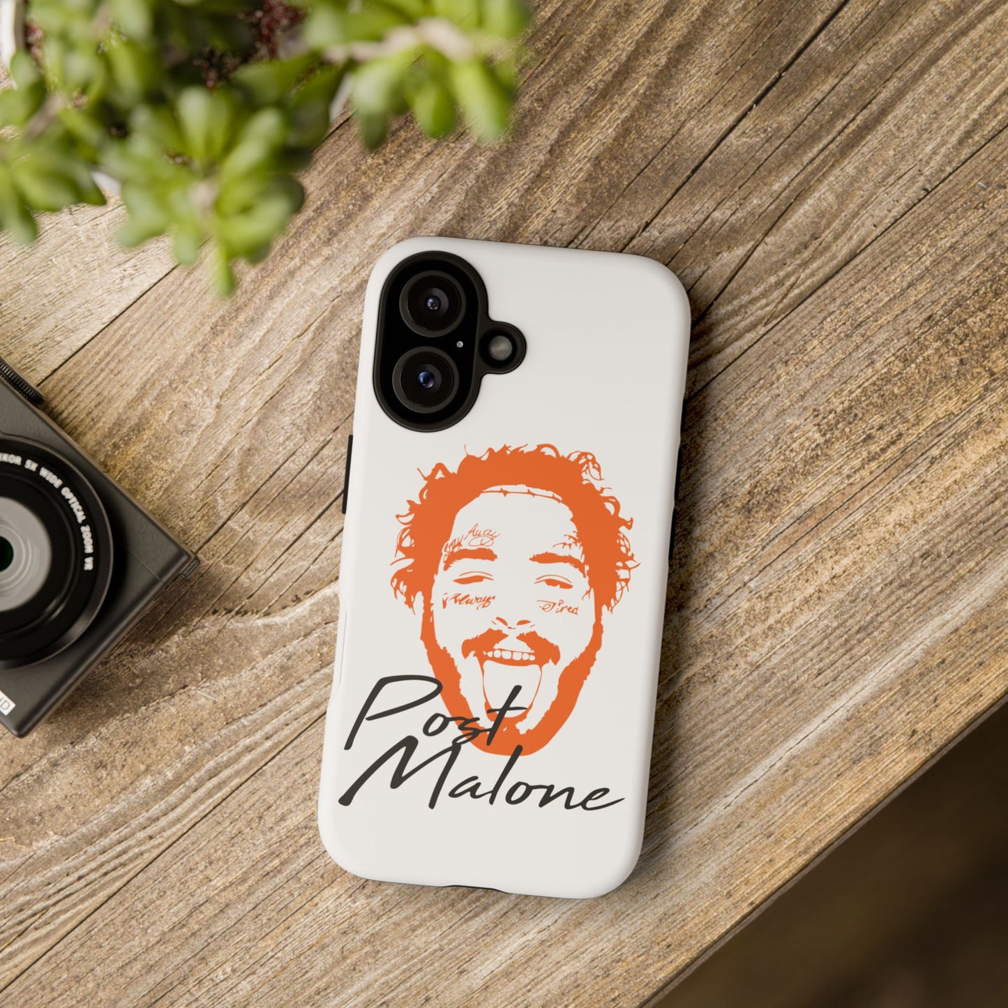 Tough iPhone Case (12–16 Pro Max) – Post Malone Name Design with Picture
