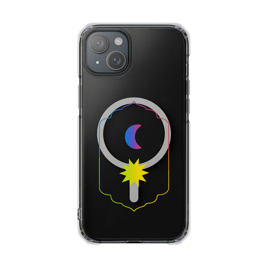 Gradient Moon and Star Emblem Magnetic Clear Impact case