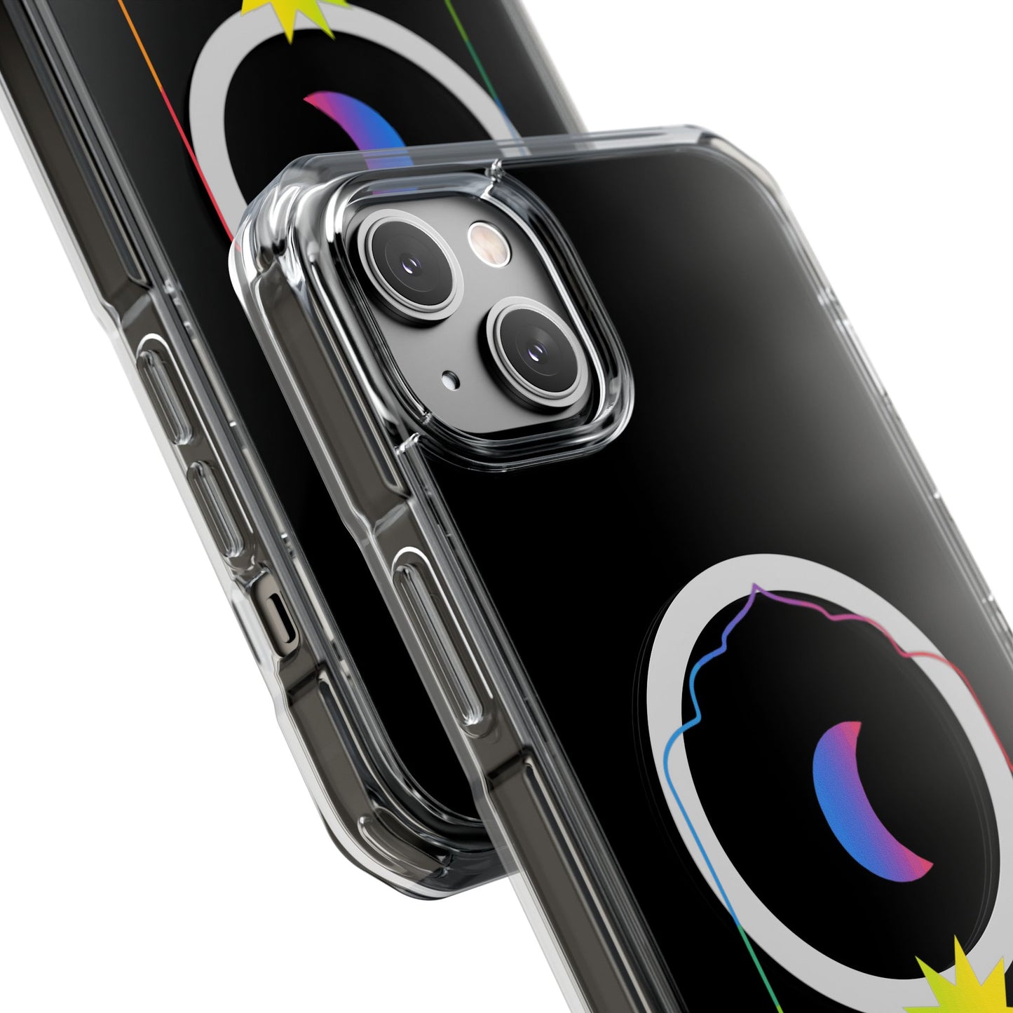 Gradient Moon and Star Emblem Magnetic Clear Impact case