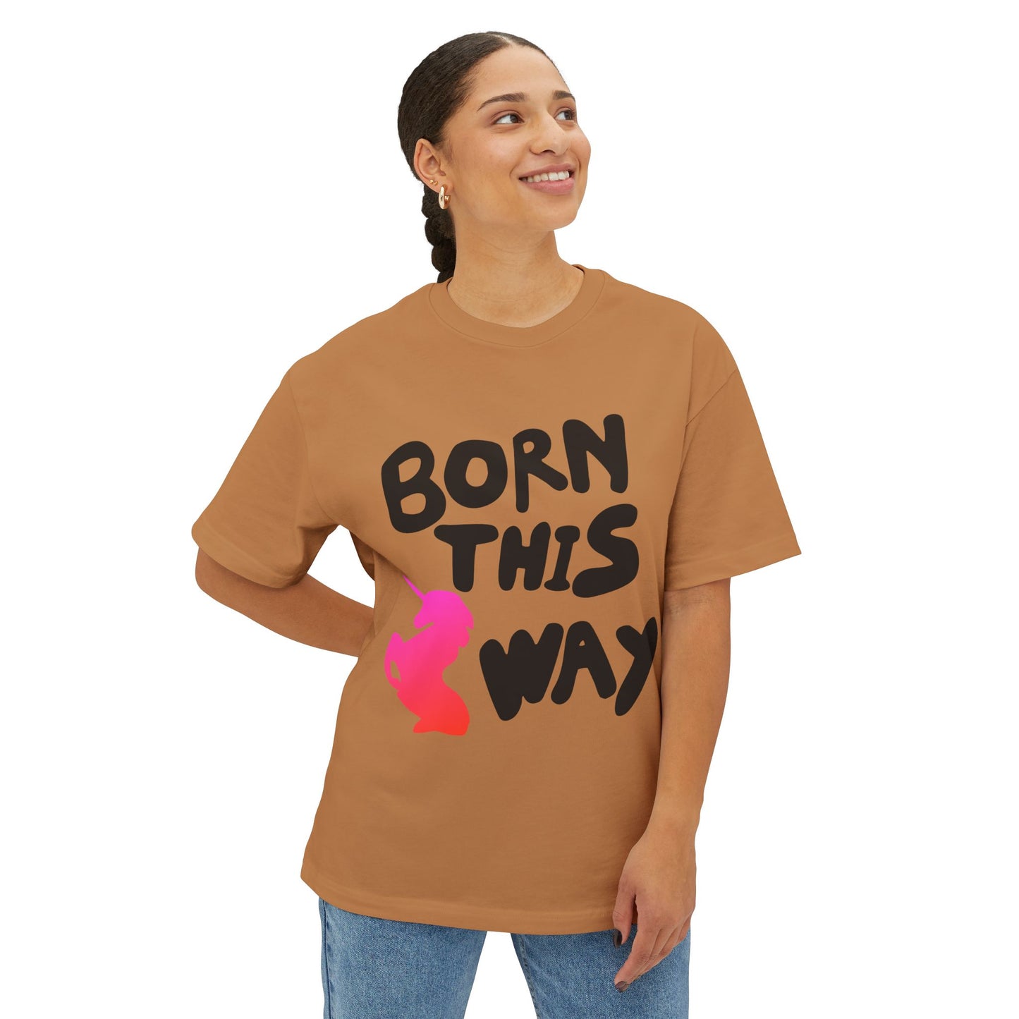 Born This Way Unicorn-Unisex Oversized Tee