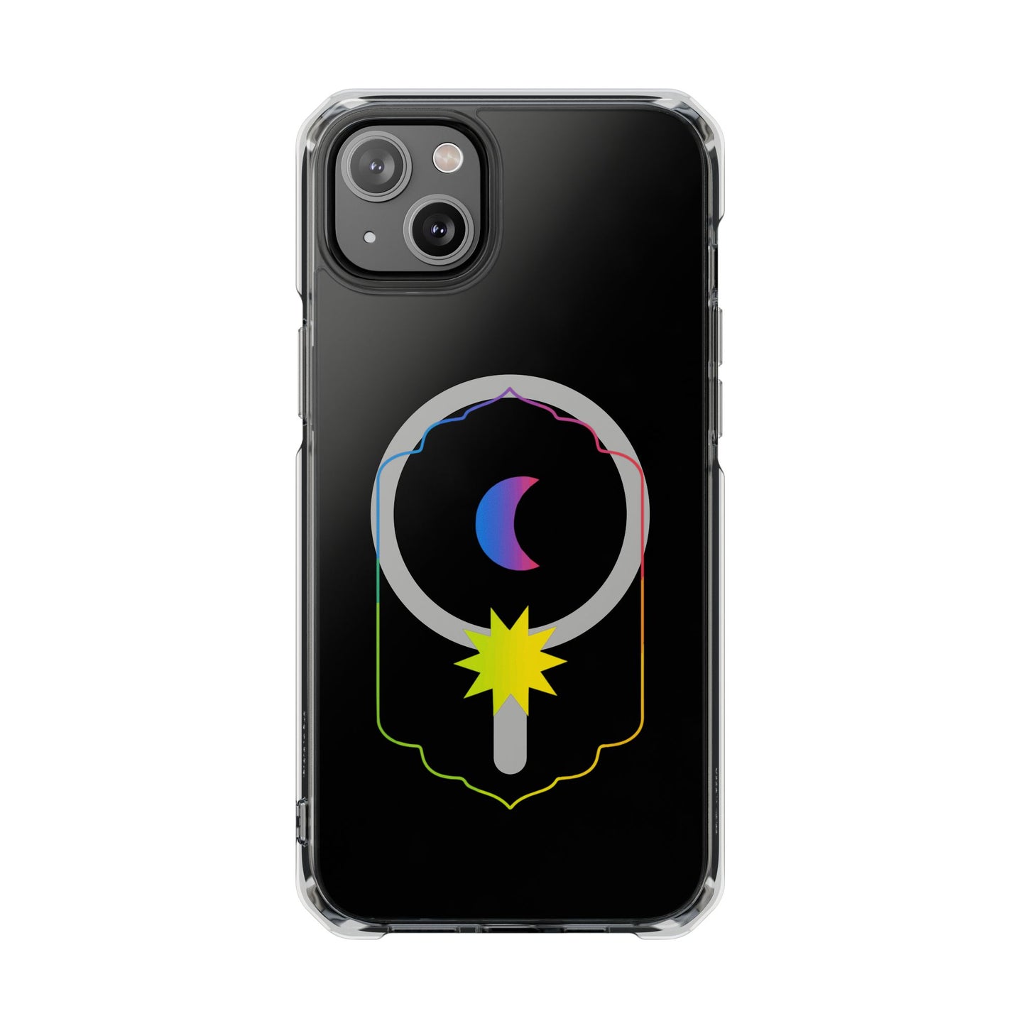 Gradient Moon and Star Emblem Magnetic Clear Impact case