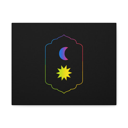 Gradient Moon and Star Emblem Canvas