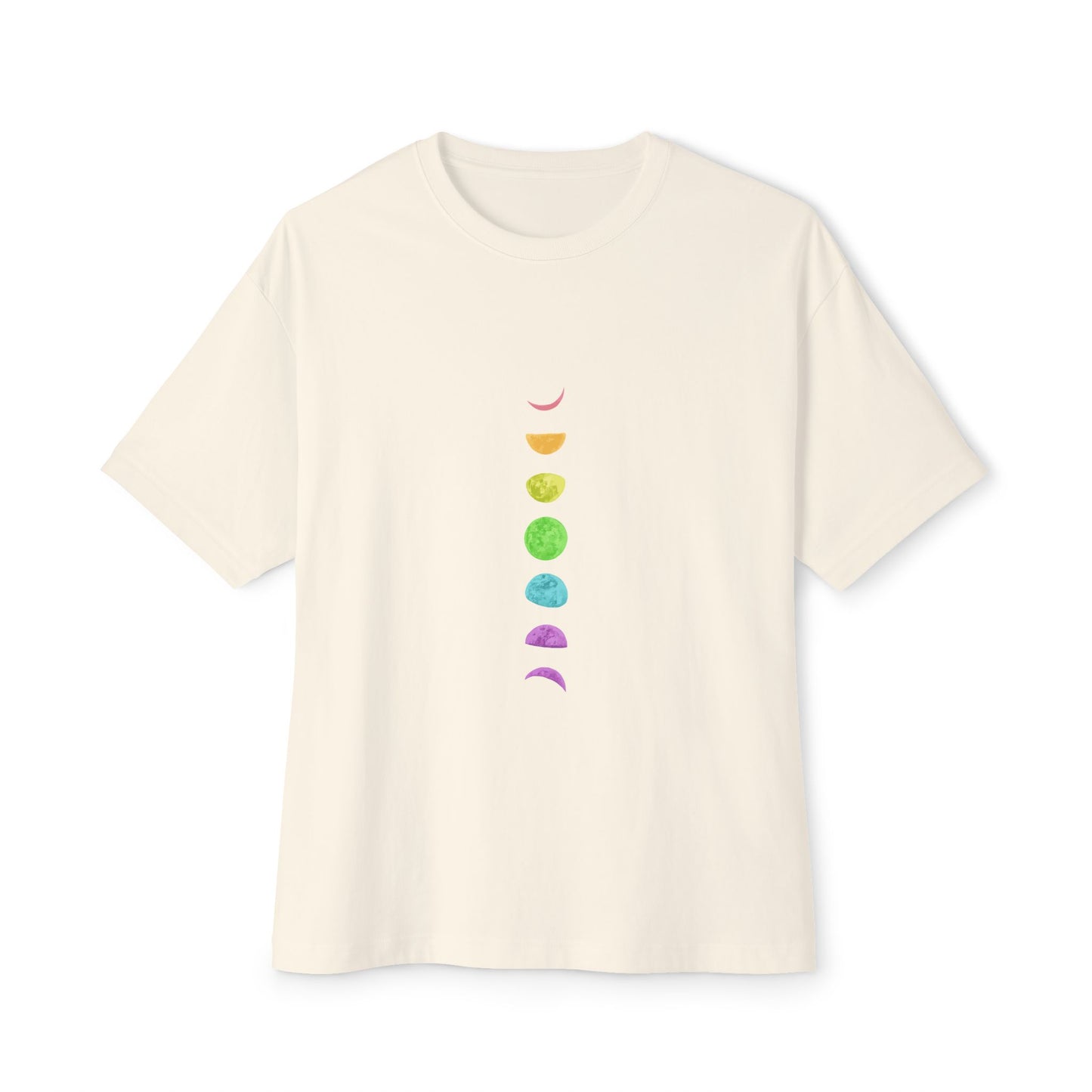 Rainbow Lunar Phases Unisex Oversized Boxy Tee