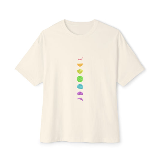 Rainbow Lunar Phases Unisex Oversized Boxy Tee