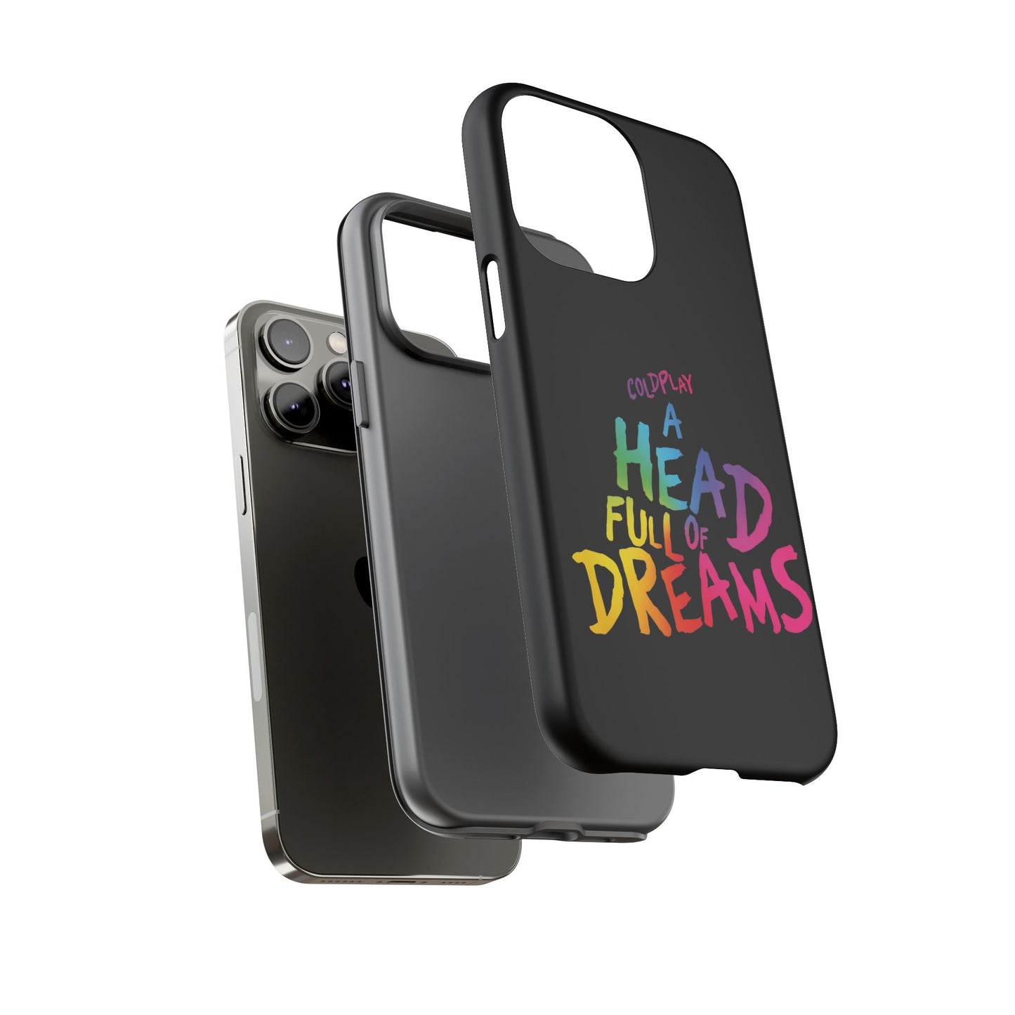 Premium Tough Case for iPhone 12 to 16 Pro Max Showcasing Coldplay’s Iconic A Head Full of Dreams