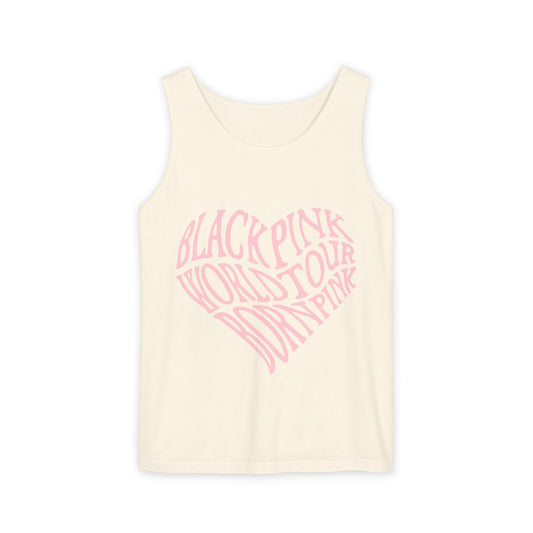 Born Pink Heart Typography – Dyed Tank Top
