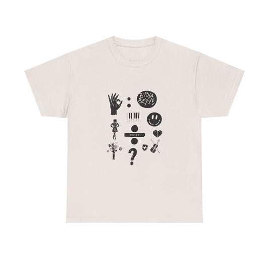 Ocean Wave with Heart Outline Unisex Heavy Cotton Tee