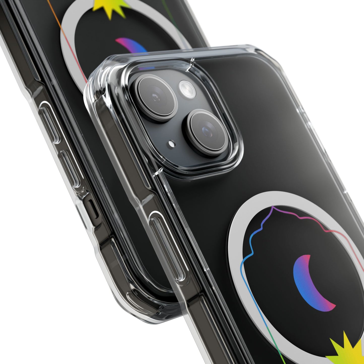 Gradient Moon and Star Emblem Magnetic Clear Impact case