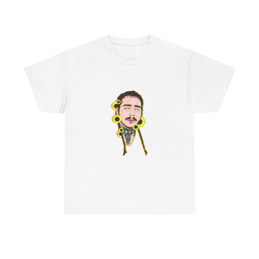 Cartoon Face with Sunflowers Unisex Heavy cotton Tee