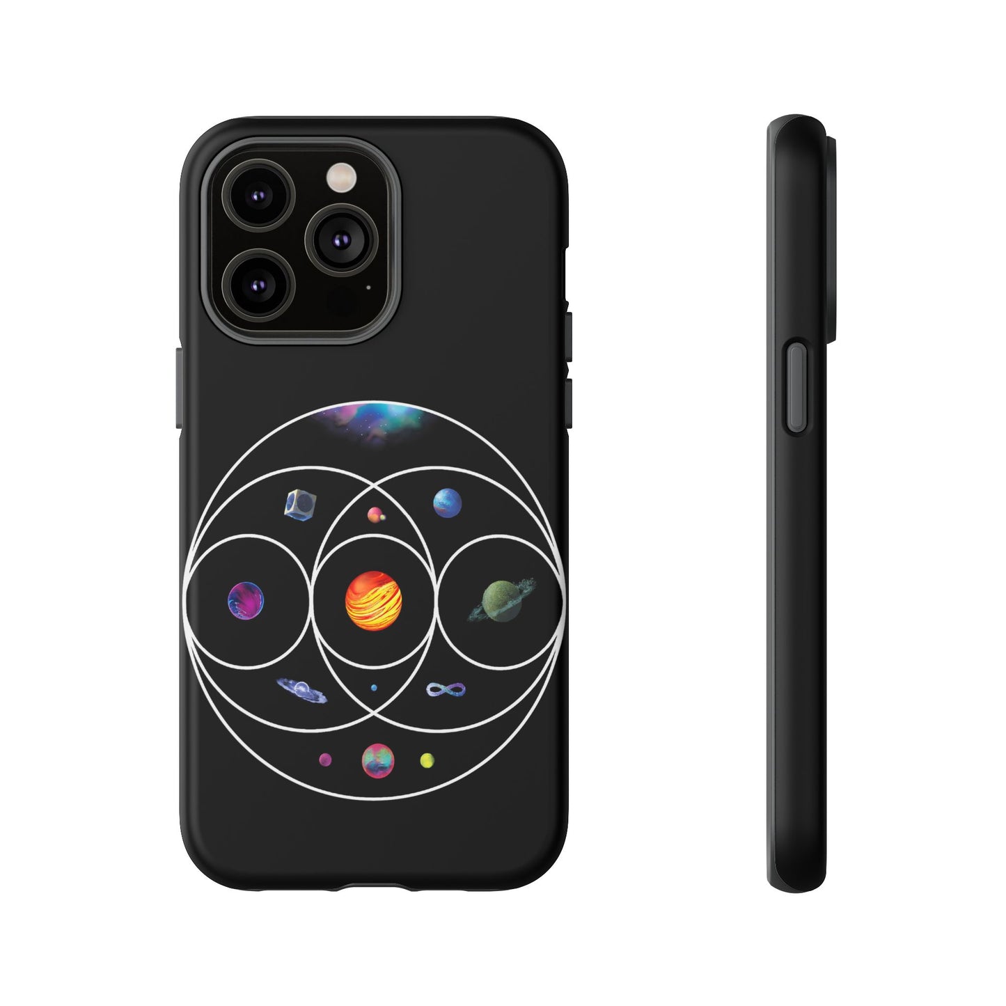 Premium Tough Case for iPhone 12 to 16 Pro Max Showcasing Coldplay’s Illustration Concept