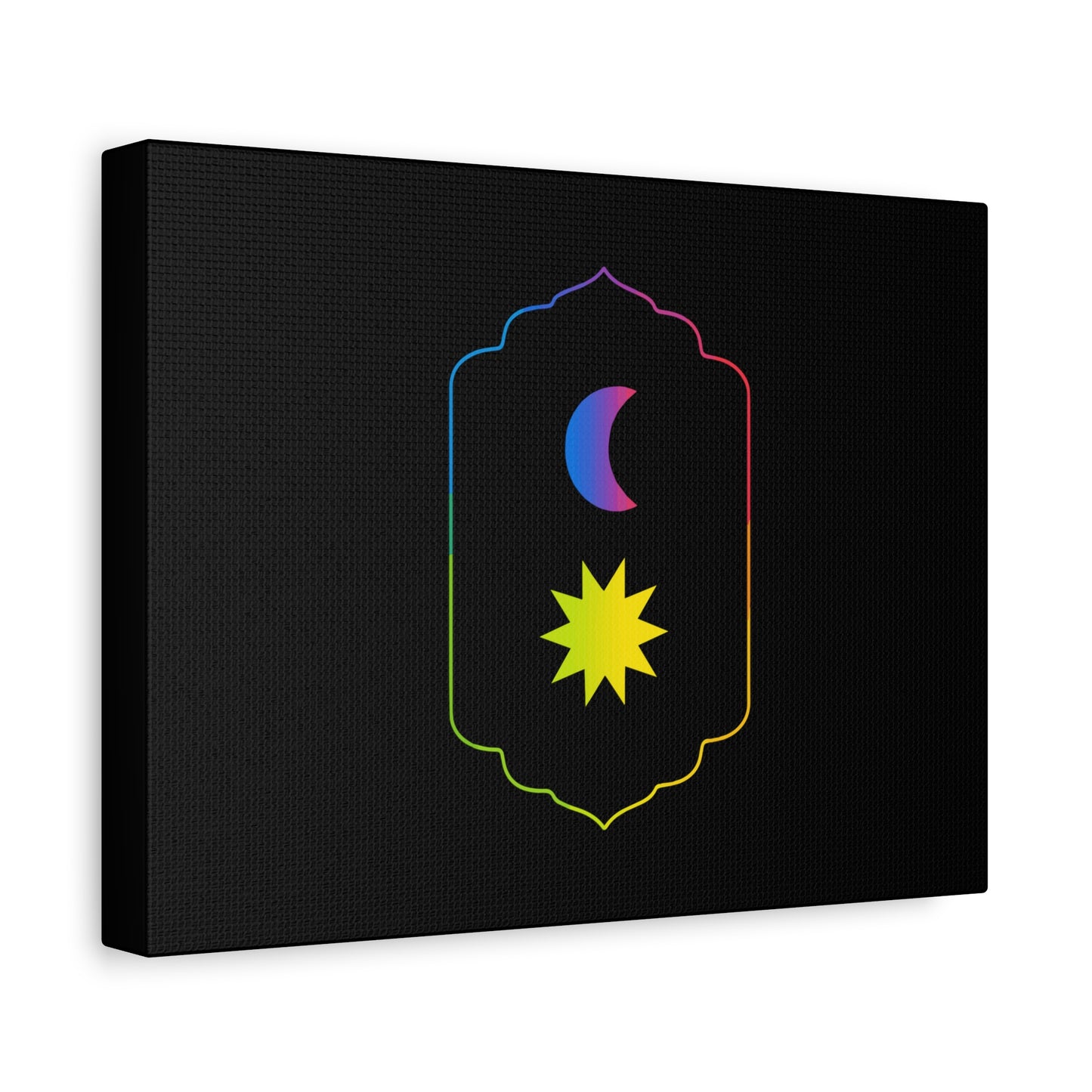 Gradient Moon and Star Emblem Canvas