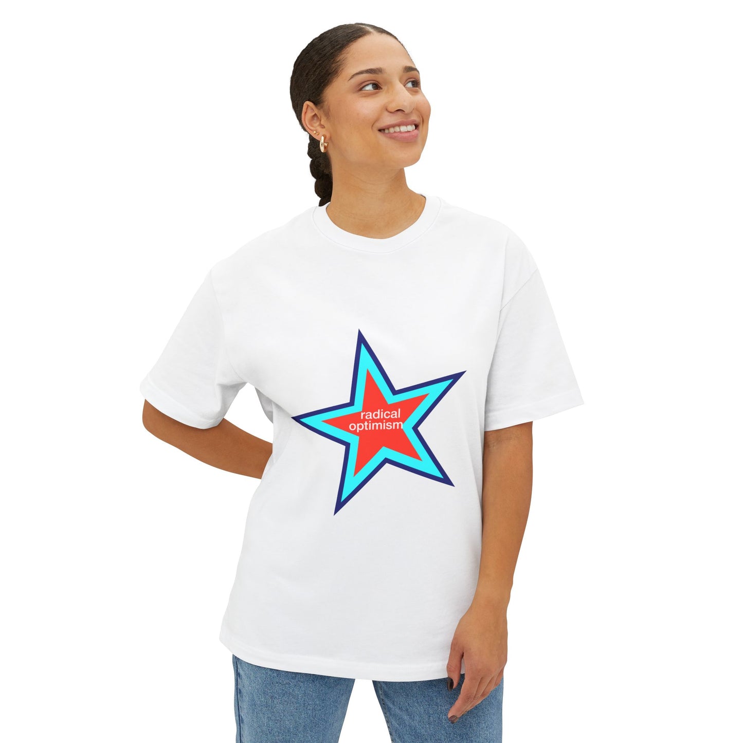 Power of Positivity Star Unisex Oversized Boxy Tee