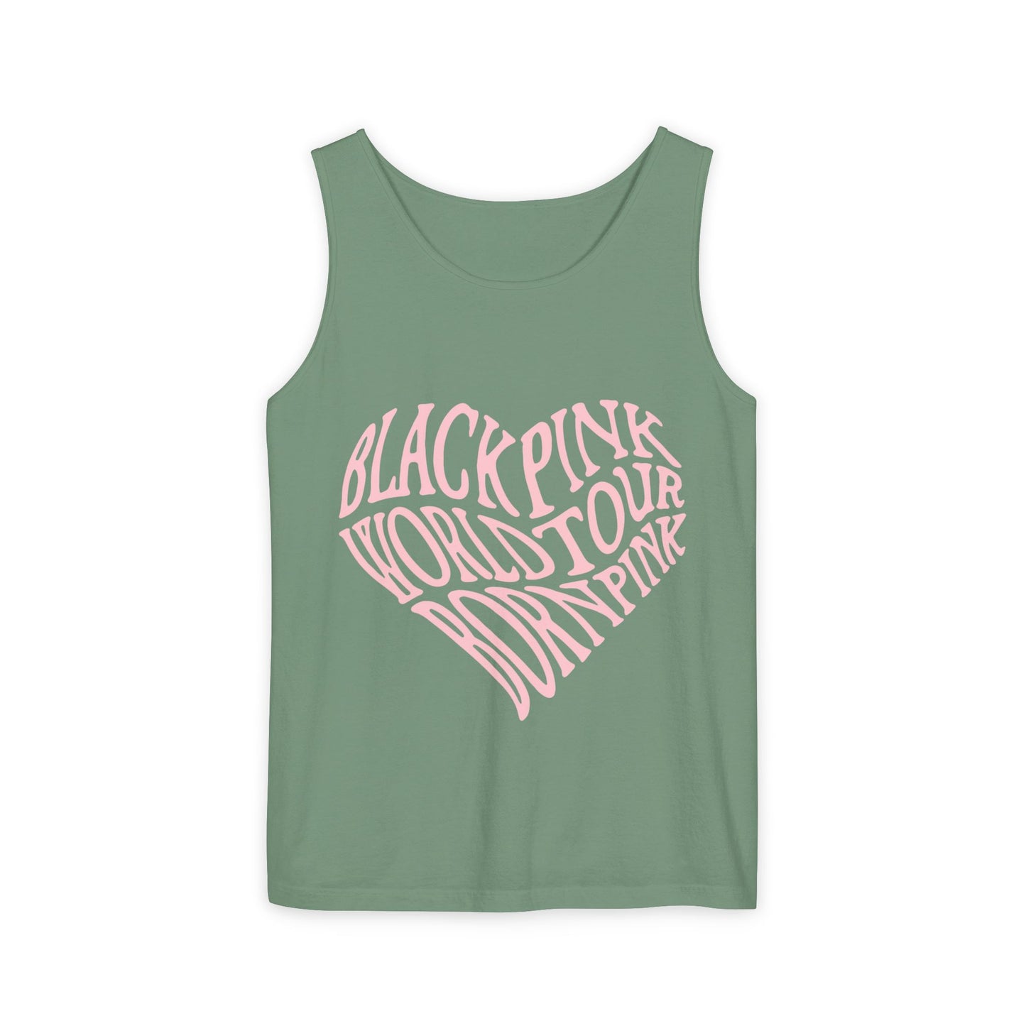 Born Pink Heart Typography – Dyed Tank Top