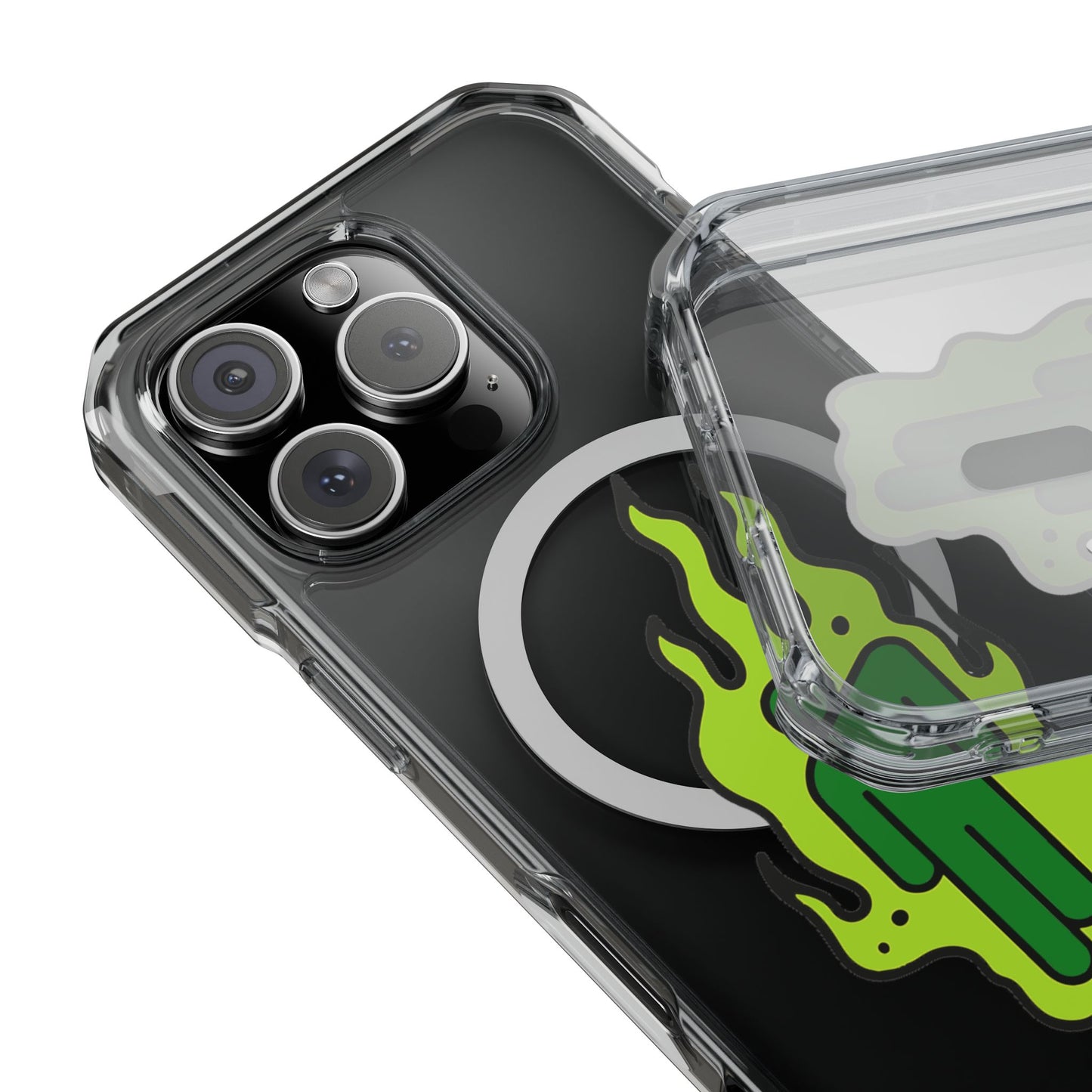 Green Flame Icon Magnetic Clear Impact Case