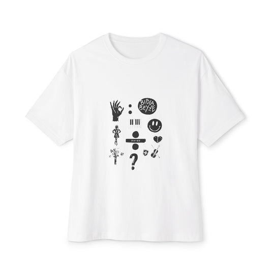 Ocean Wave with Heart Outline Oversized Boxy Tee