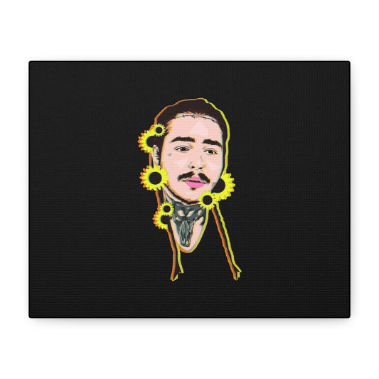Cartoon Face with Sunflowers Canvas