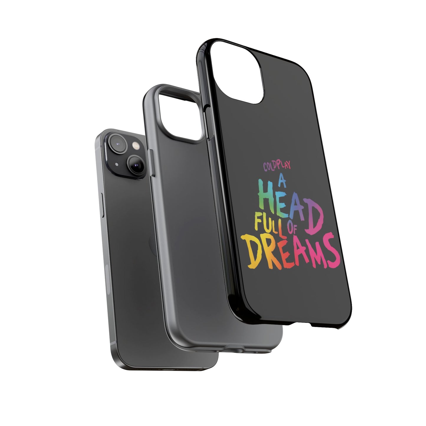 Premium Tough Case for iPhone 12 to 16 Pro Max Showcasing Coldplay’s Iconic A Head Full of Dreams
