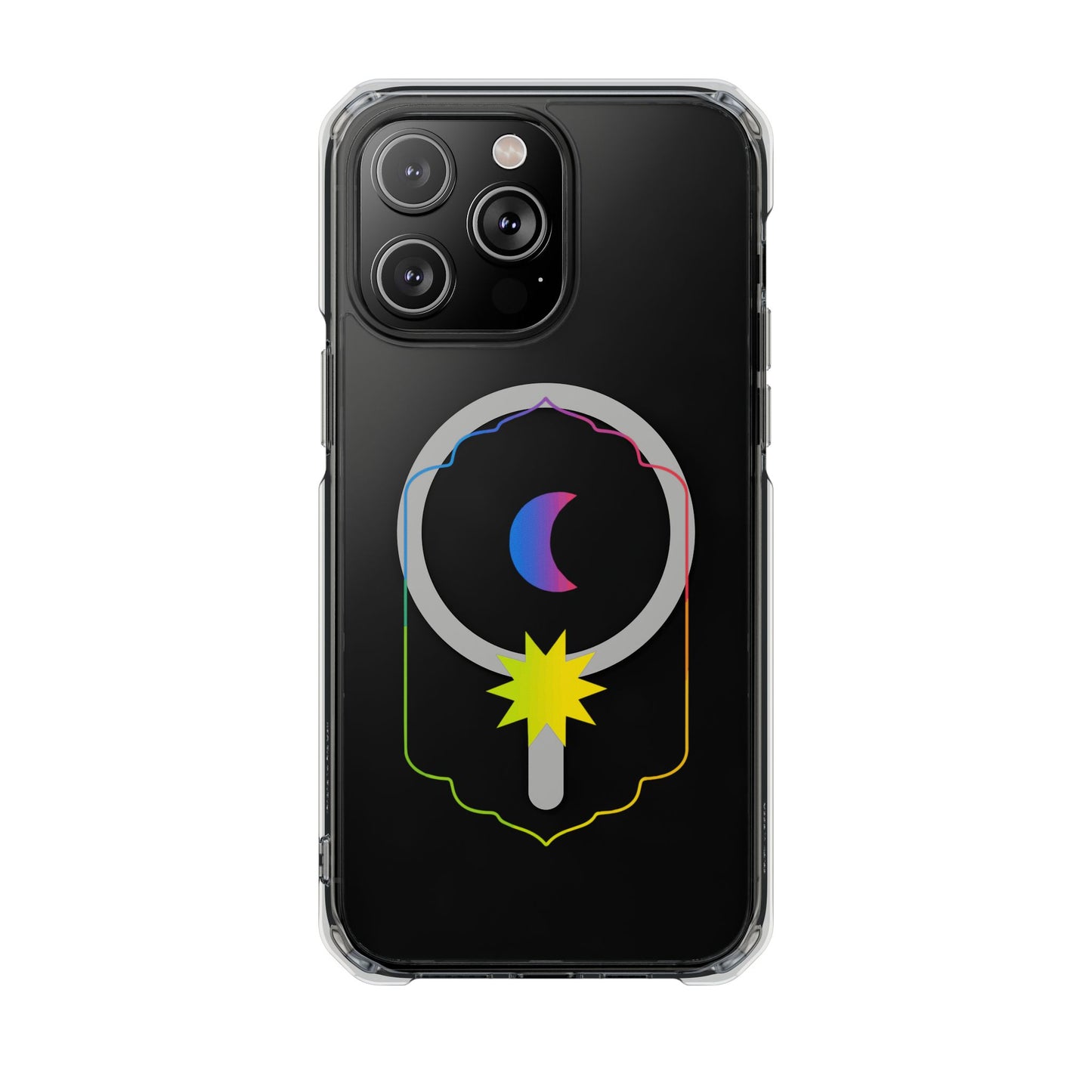 Gradient Moon and Star Emblem Magnetic Clear Impact case