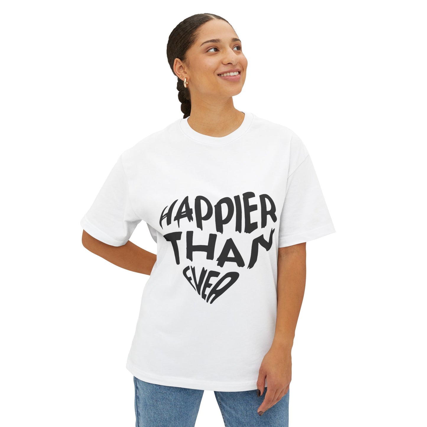 Happier Heart Lettering Unisex Oversized Tee