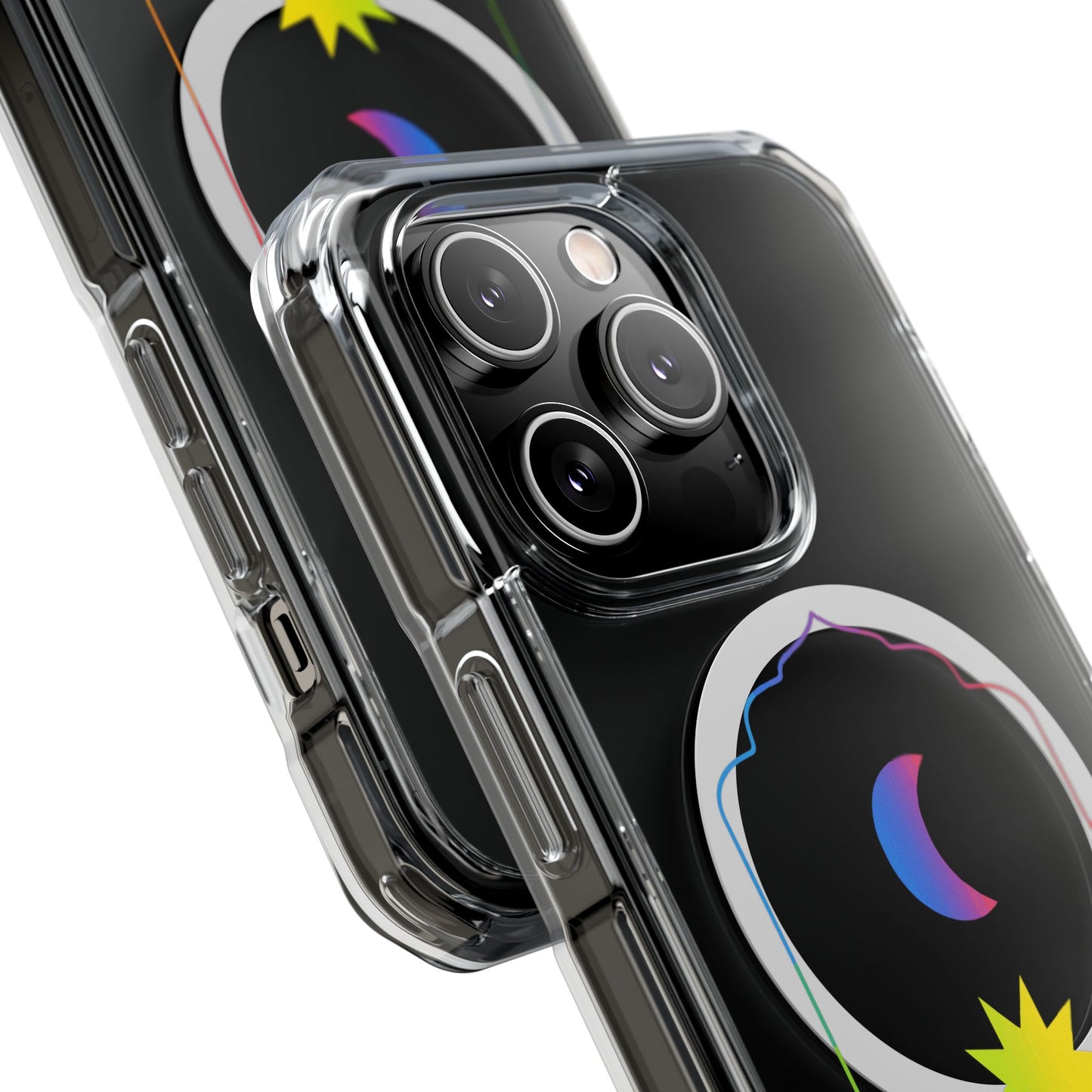 Gradient Moon and Star Emblem Magnetic Clear Impact case