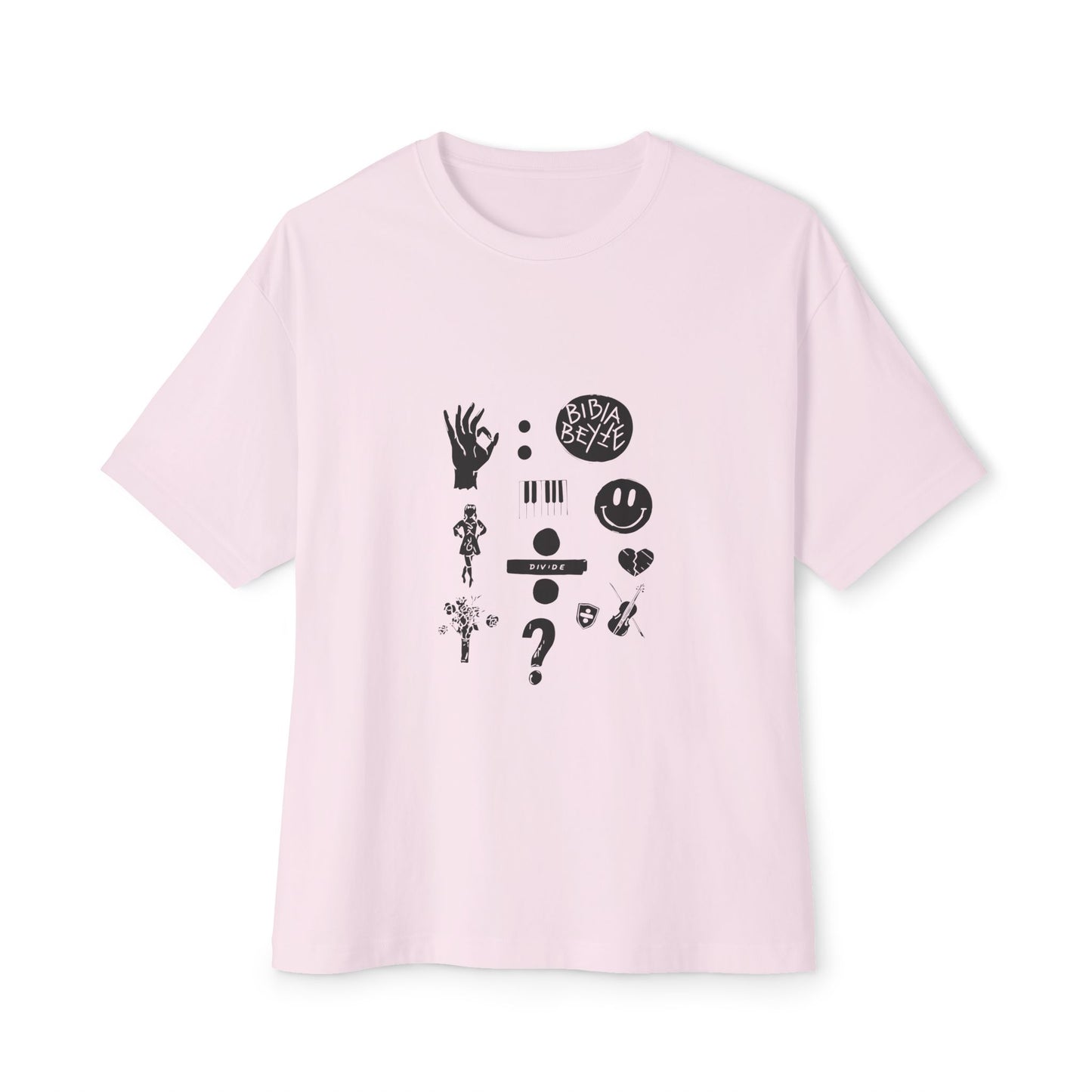 Ocean Wave with Heart Outline Oversized Boxy Tee