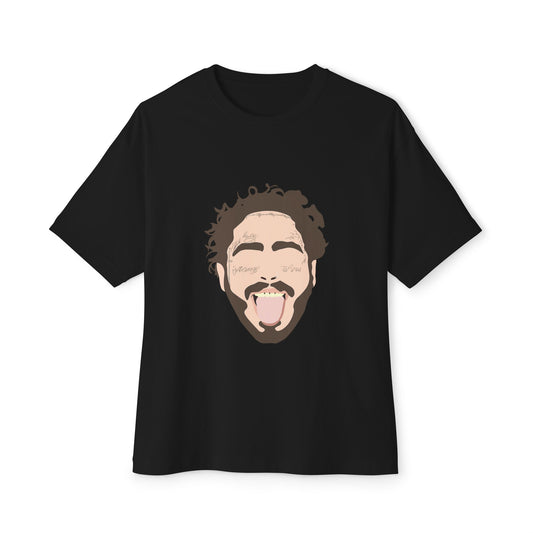 Minimalist Tongue Out Cartoon Face Unisex Oversized Boxy Tee
