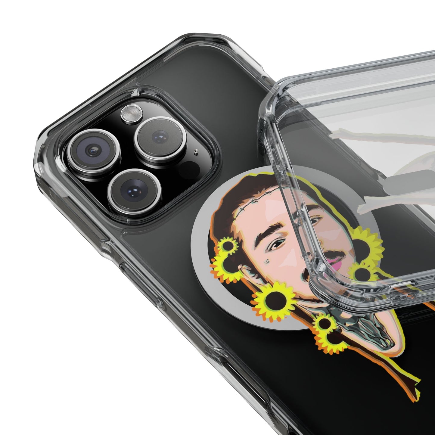 Cartoon Face with Sunflowers Magnetic Impact Case