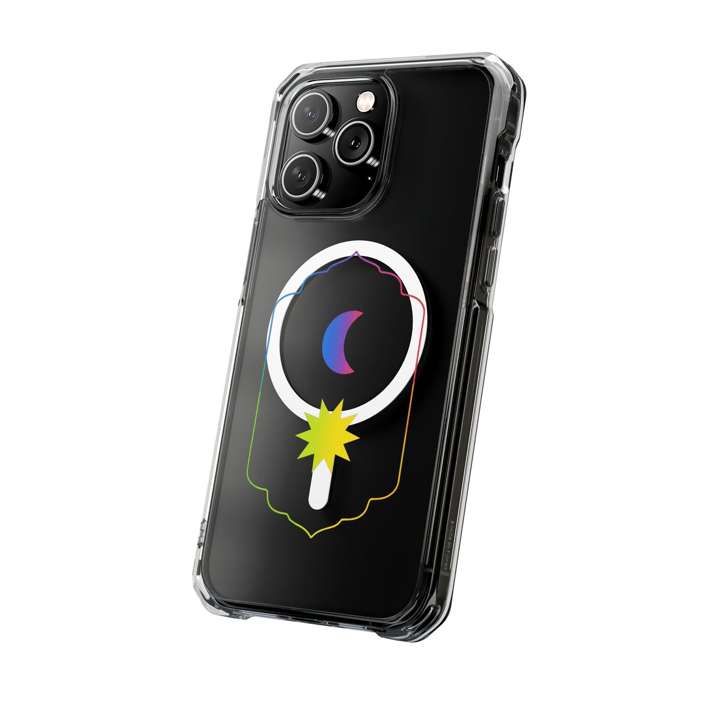 Gradient Moon and Star Emblem Magnetic Clear Impact case