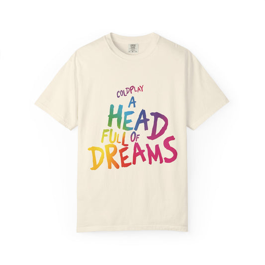 Unisex Garment-Dyed T-Shirt Inspired by Coldplay’s Iconic A Head Full of Dreams
